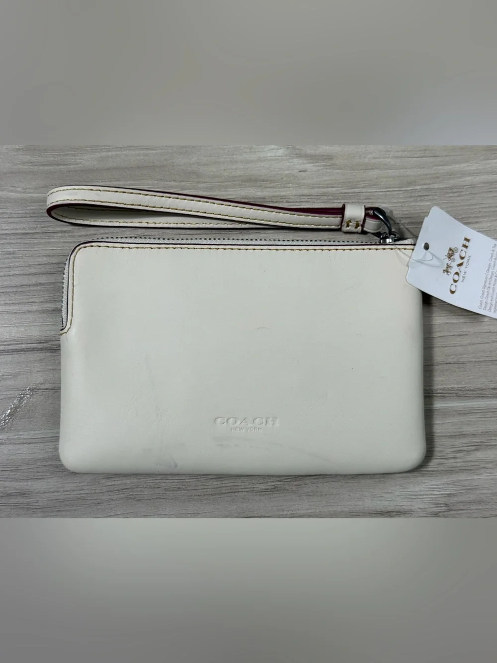 NWT Disney X Coach Mickey Mouse Corner Zip Wristlet Chalk White Leather